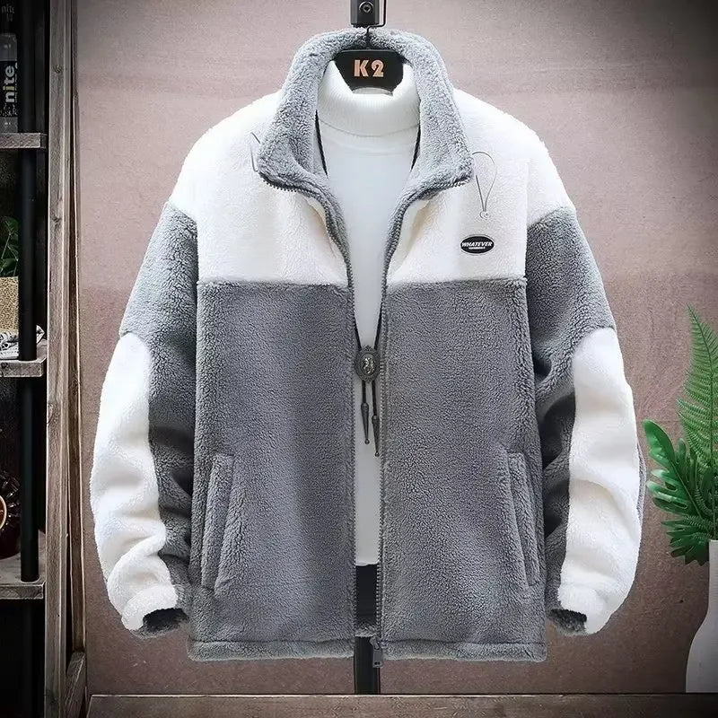 Thickened Fleece-lined Warm Men's Jacket Cotton Coat Woolen Material For Winter Season Stylish Comfortable Outerwear