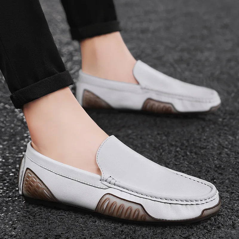 Men Casual Shoes Genuine Leather Loafers for Men Moccasins Breathable Slip on Driving Shoes Plus Size 38-48 Mocasines Hombre