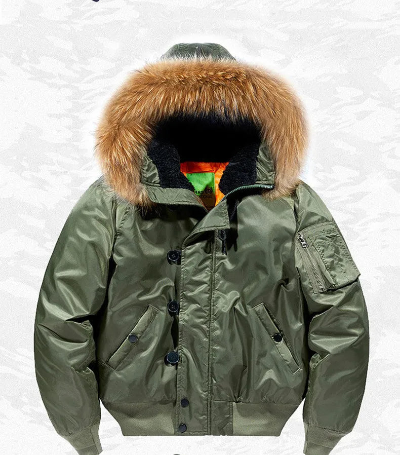 Military Fur Collar Hood Warm Tactical Bomber Winter Jackets Men Hooded Male Outwear Coats Windproof Flight Pilot Jackets  S-2XL