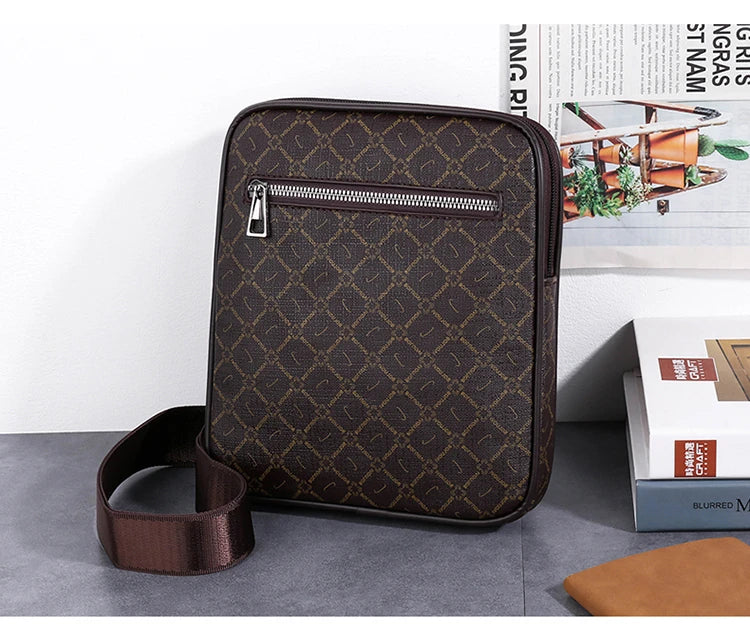 Men's Small Bag Handbag Business Style PU Leather Male Crossbody Bag Phone Bag Vintage Pattern Design Men's Handbag Shoulder Bag