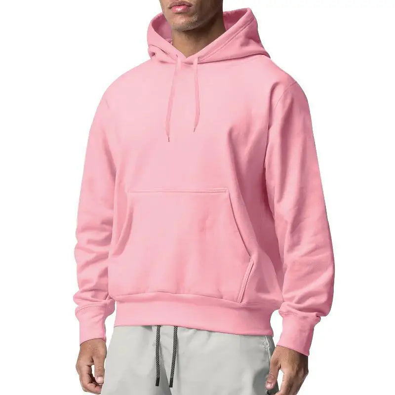 Solid color hoodie for men and women draw rope hoodie with kangaroo pockets, comfortable topper, fall and winter