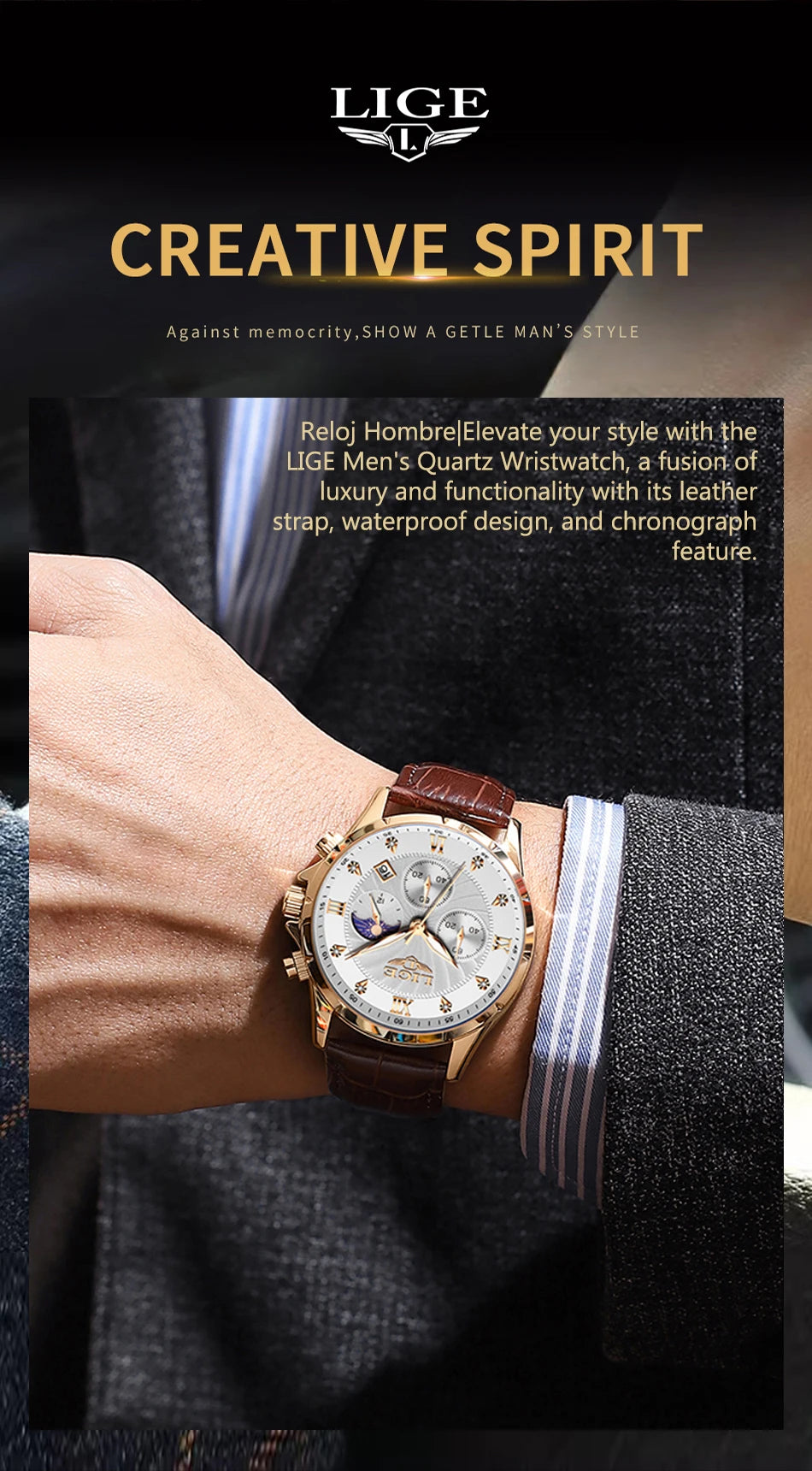 2024 Watches Luxury Men LIGE Brand Fashion Quartz Watches Business Casual Clock Leather Waterproof Mens Wristwatch Reloj Hombre