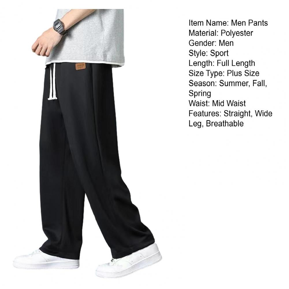 Men Ice Silk Pants Comfortable Men Pants Stylish Men's Wide Leg Sweatpants Breathable Ice Silk Summer Trousers with for Street