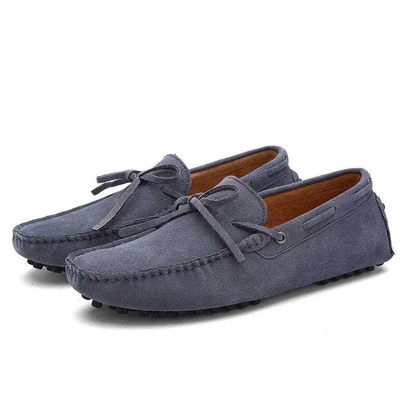 Loafers Men Handmade Leather Shoes Casual Driving Flats Slip-on Moccasins Boat Shoes Plus Size Lace-up lazy bean shoes