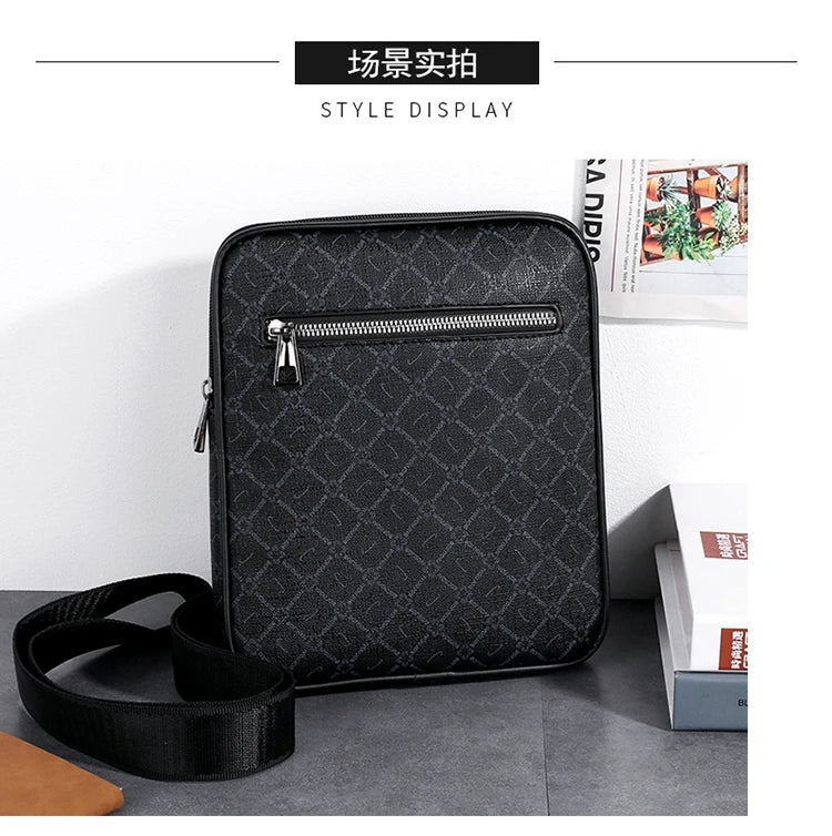 Men's Small Bag Handbag Business Style PU Leather Male Crossbody Bag Phone Bag Vintage Pattern Design Men's Handbag Shoulder Bag