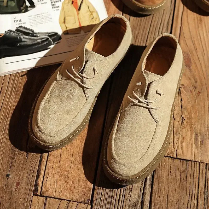 Men's Casual Shoes Cow Suede Genuine Leather Lace-up Mens Comfortable Driving Flats Men Classic Outdoor Sneakers