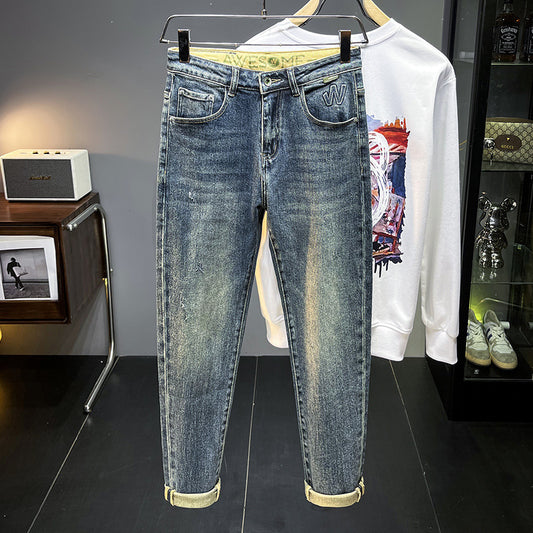 Quality Micro Cone Pencil Pants Denim All-match Washed Long Pants